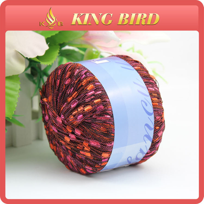 Polyester adder pom pom Fancy Hand Knitting Yarn for round slings